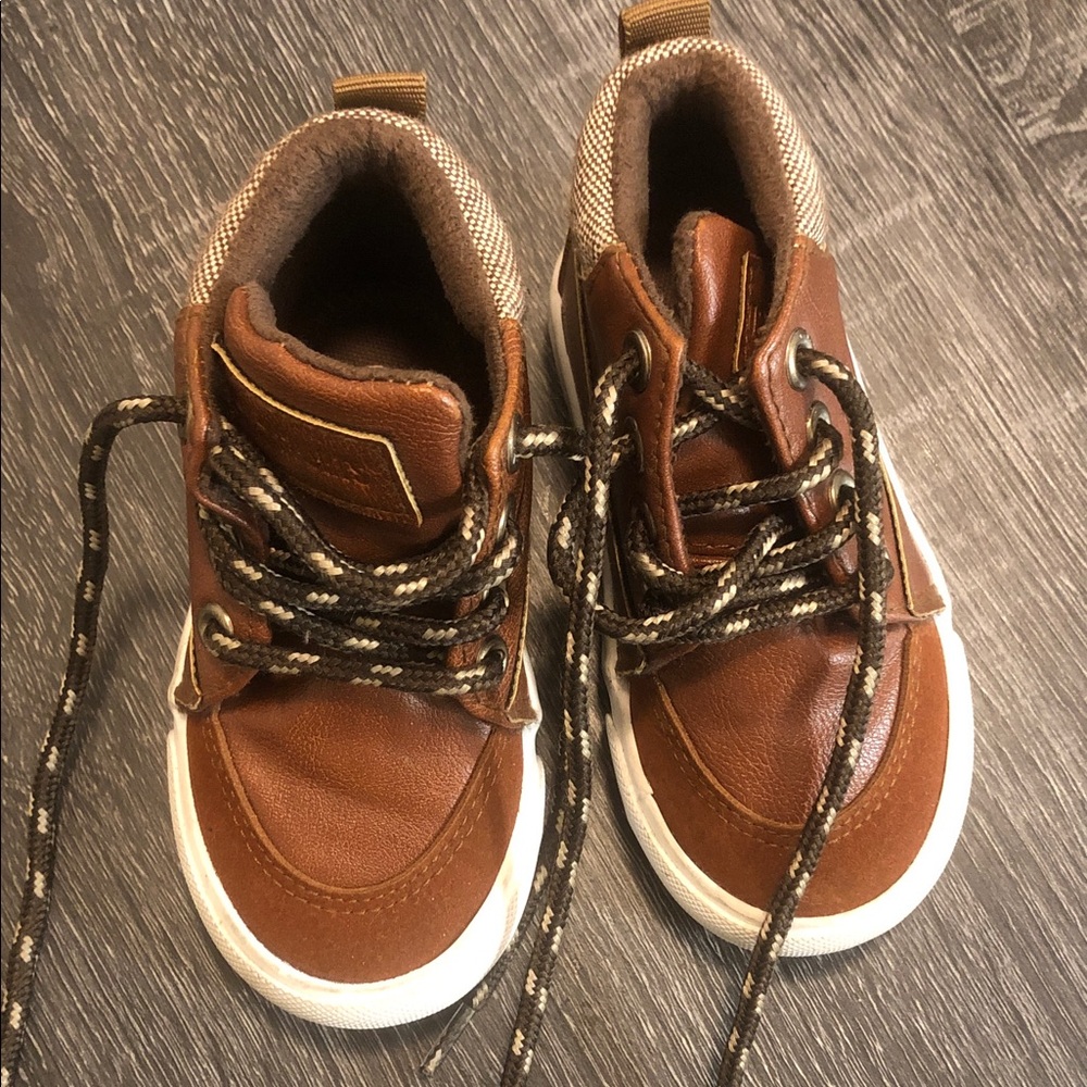 Brown Kids Sneakers with White Soles